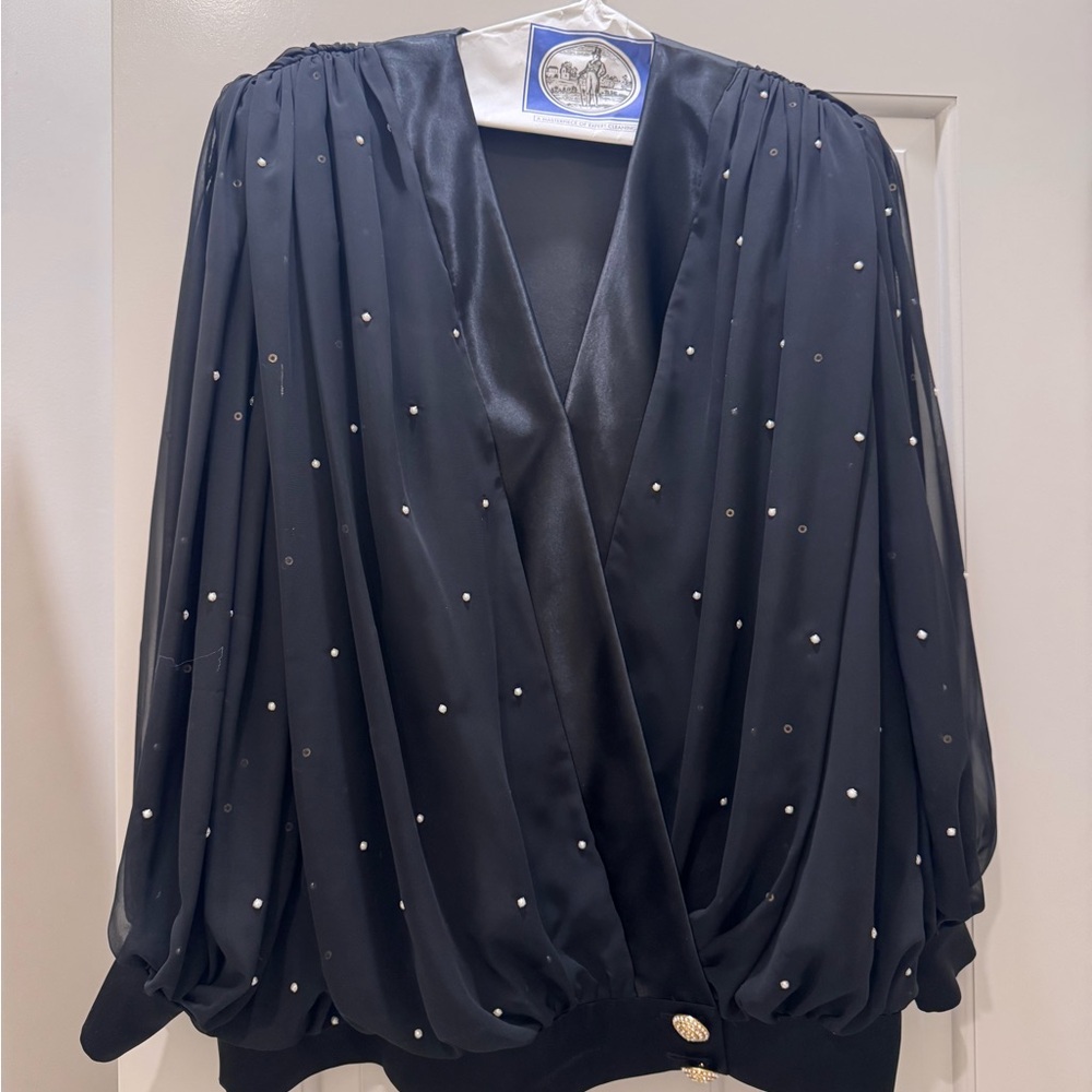 Unique Vintage Black Embellished Tunic